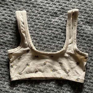 ARQ Wide Strap Bra - Yellow Calico - size S